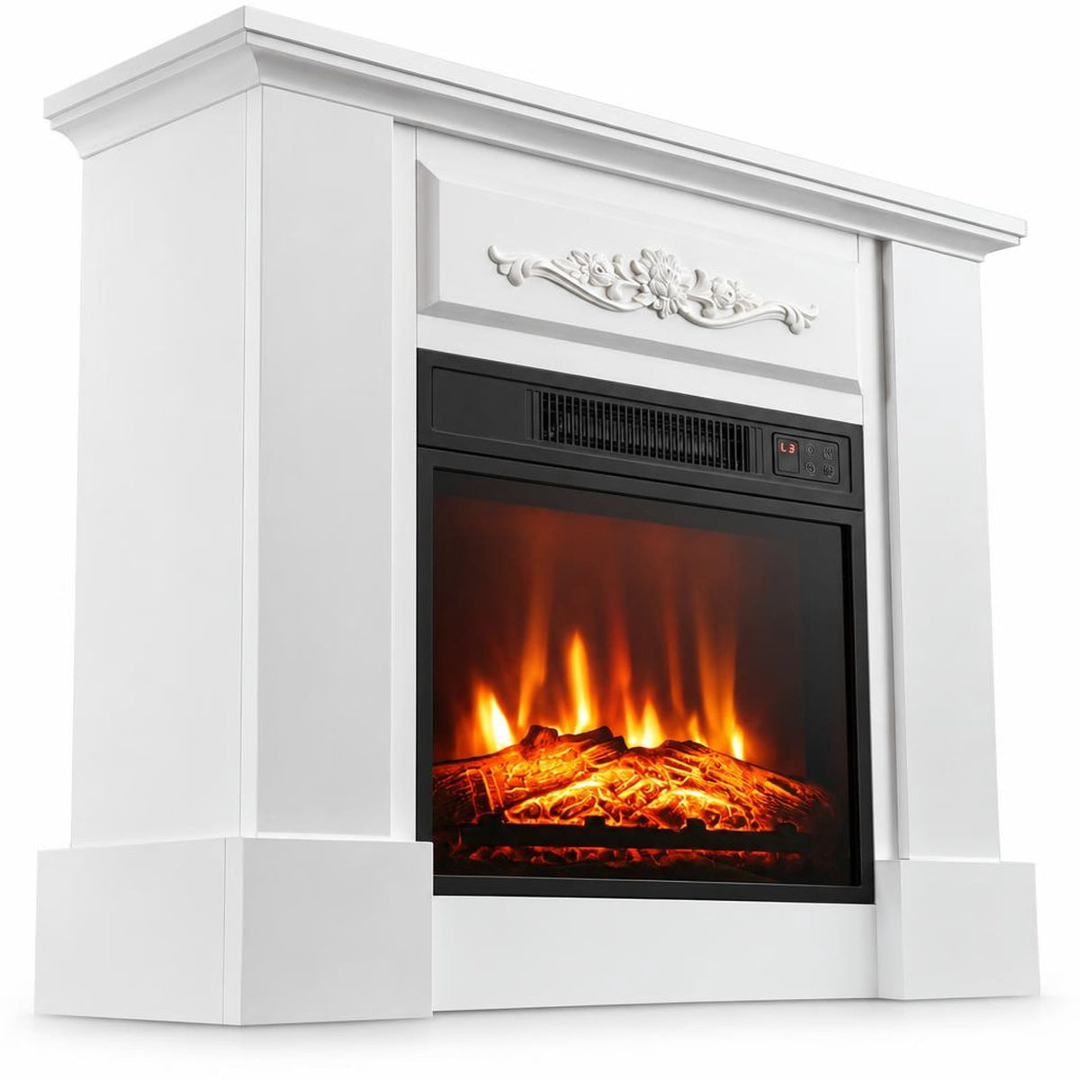 Airfind 1400W TV Stand Electric Fireplace Mantel with Remote Control, 22 lbs Capacity, MDF PB Steel plastic tempered glass Frame, White
