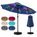 Airfind 15.5FT Extra-Large Patio Umbrella with Base 12 Reinforced Ribs, 180G Polyester Fabric Metal External Frame, Navy