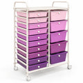Airfind 15-Drawer Utility Rolling Organizer Cart Multi-Use Storage, Steel frame and plastic boxes Frame, 25 x 14.5 x 34.5 Footprint, Purple