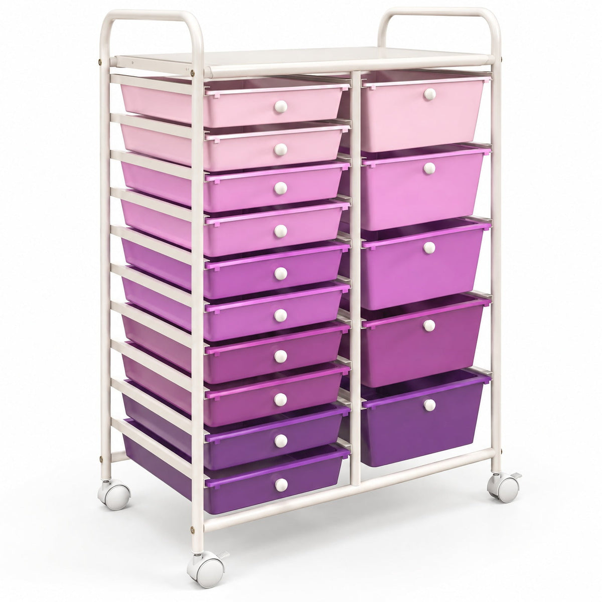 Airfind 15-Drawer Utility Rolling Organizer Cart Multi-Use Storage, Steel frame and plastic boxes Frame, 25 x 14.5 x 34.5 Footprint, Purple