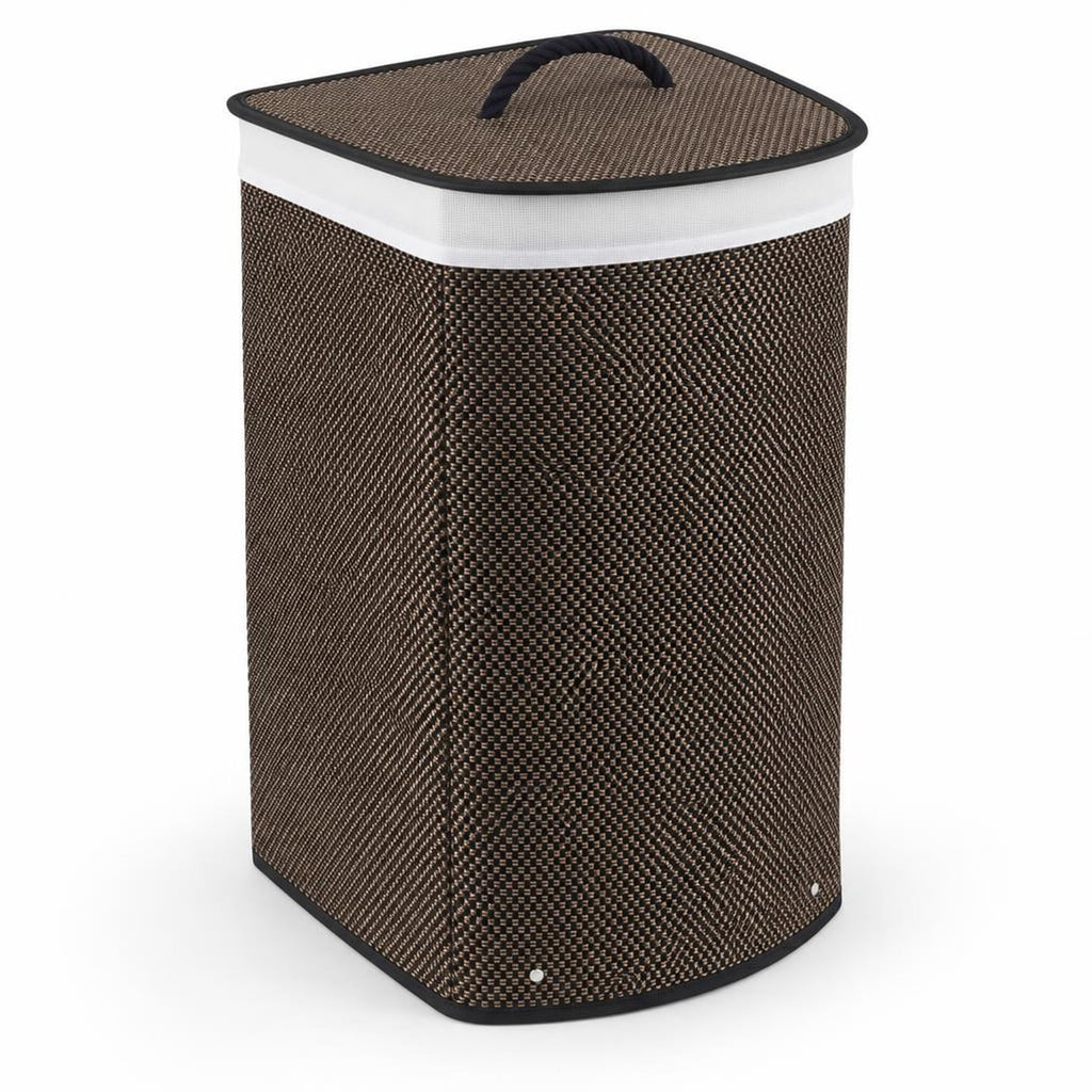 Airfind 15 Gal Capacity Bamboo Laundry Hamper with Removable Liner, 22 lbs Capacity, Bamboo Polyester Cotton Metal Engineered Wood Frame, Black