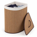 Airfind 15 Gal Capacity Bamboo Laundry Hamper with Removable Liner, 22 lbs Capacity, Bamboo Polyester Cotton Metal Engineered Wood Frame, Brown