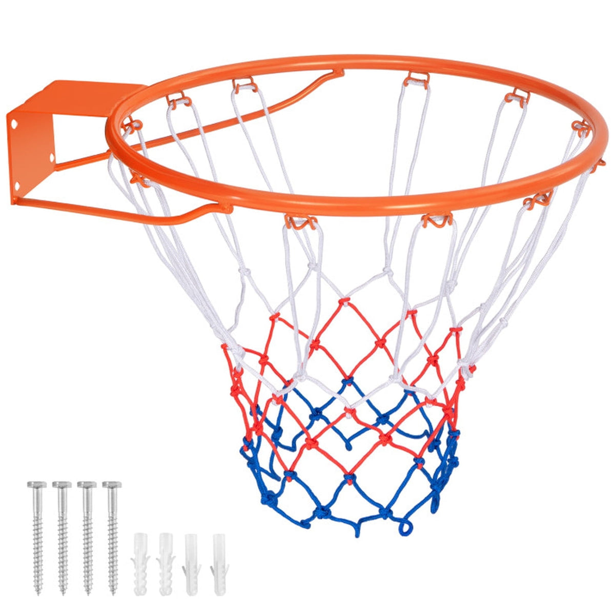 Airfind 15 Inch Replacement Basketball Rim with All-Weather Net and Heavy-Duty Powder-Coated Steel Frame for Youth Backboard Hoop Repair and Basketball Goal Restoration, Orange
