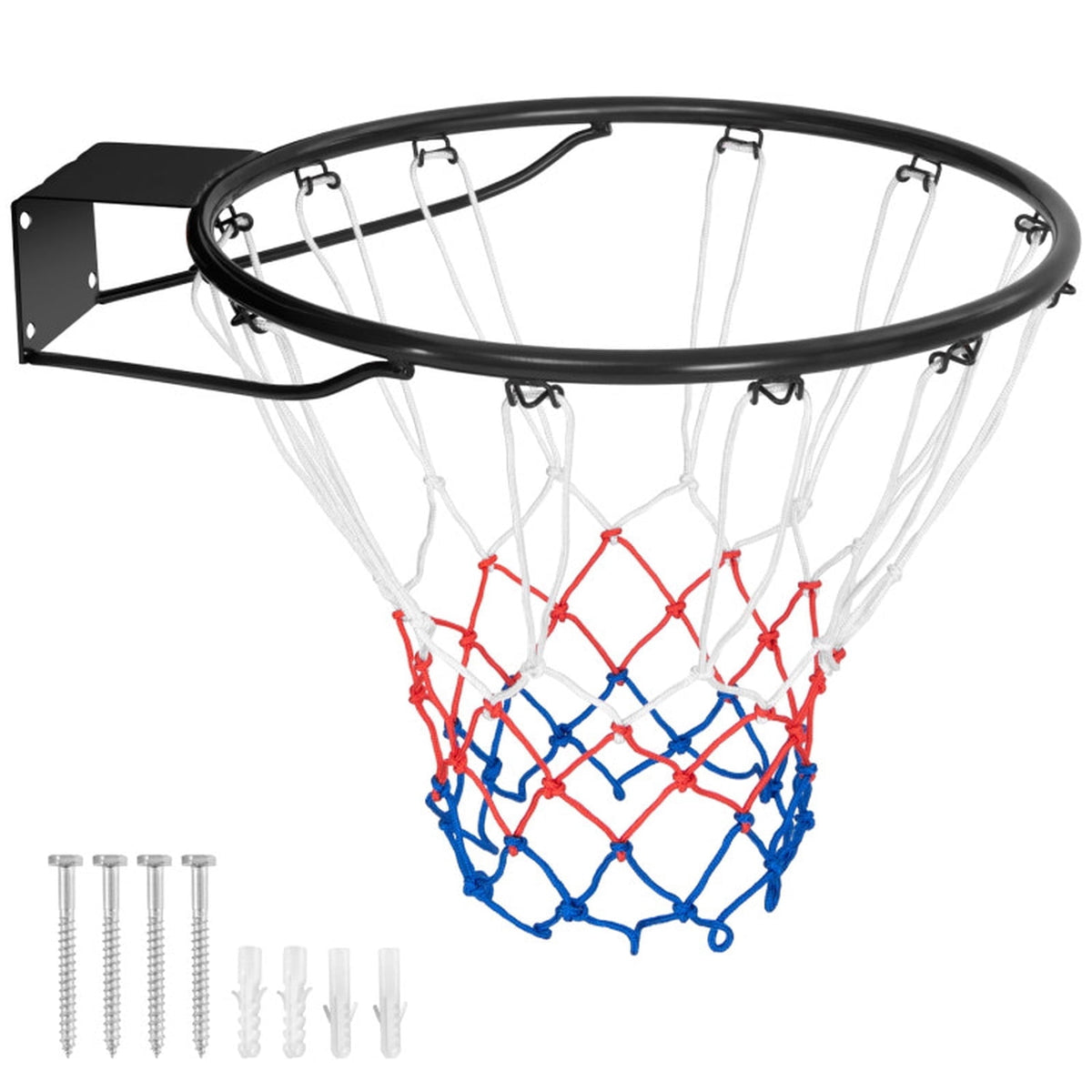 Airfind 15 Inch Replacement Basketball Rim with All-Weather Polyester Net and Heavy-Duty Metal Frame for Youth Garage Backboard Hoop Repair and Basketball Goal Restoration, Black