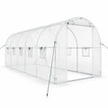 Airfind 15 x 7 x 7 ft Walk-in Tunnel Greenhouse with Watering System, Galvanized Steel Frame, 15 x 7 x 7 ft Footprint, White
