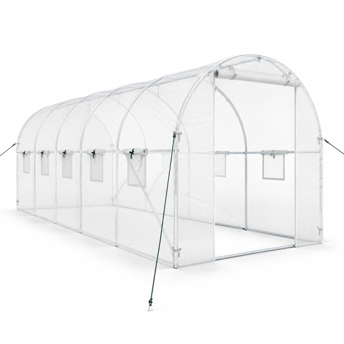 Airfind 15 x 7 x 7 ft Walk-in Tunnel Greenhouse with Watering System, Galvanized Steel Frame, 15 x 7 x 7 ft Footprint, White