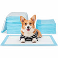 Airfind 150 Pieces 24 x 36 Inch Pet Wee Pee Piddle Pad, Non-woven Fabric Fluffy Pulp PE Film Absorbent Tissue S Pee Frame, Blue+White