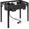 Airfind 150000 BTU Double Burner Outdoor Stove BBQ Grill, Cast iron Frame, 150 000 BTU of cooking power, Fully adjustable heat dial per burner