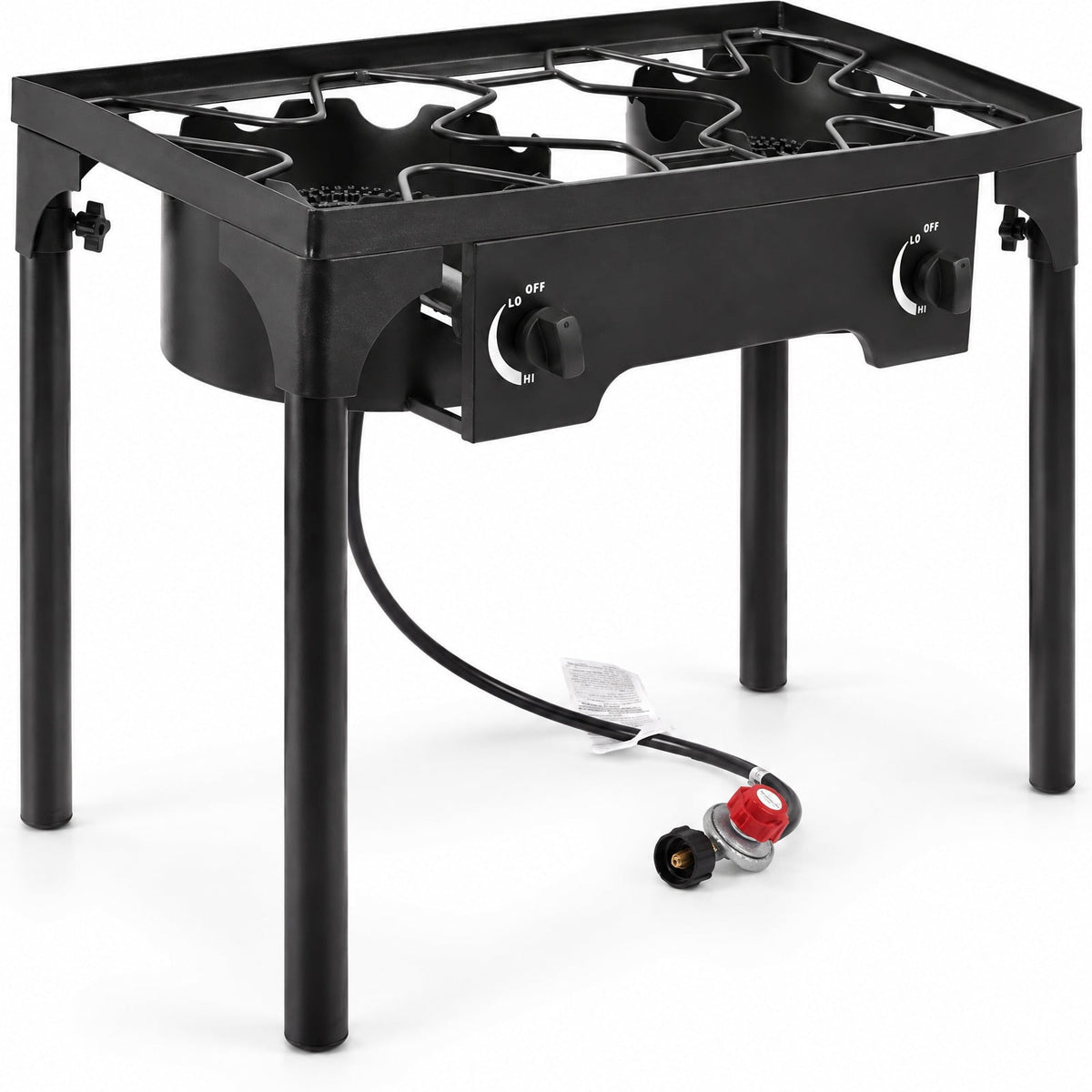 Airfind 150000 BTU Double Burner Outdoor Stove BBQ Grill, Cast iron Frame, 150 000 BTU of cooking power, Fully adjustable heat dial per burner