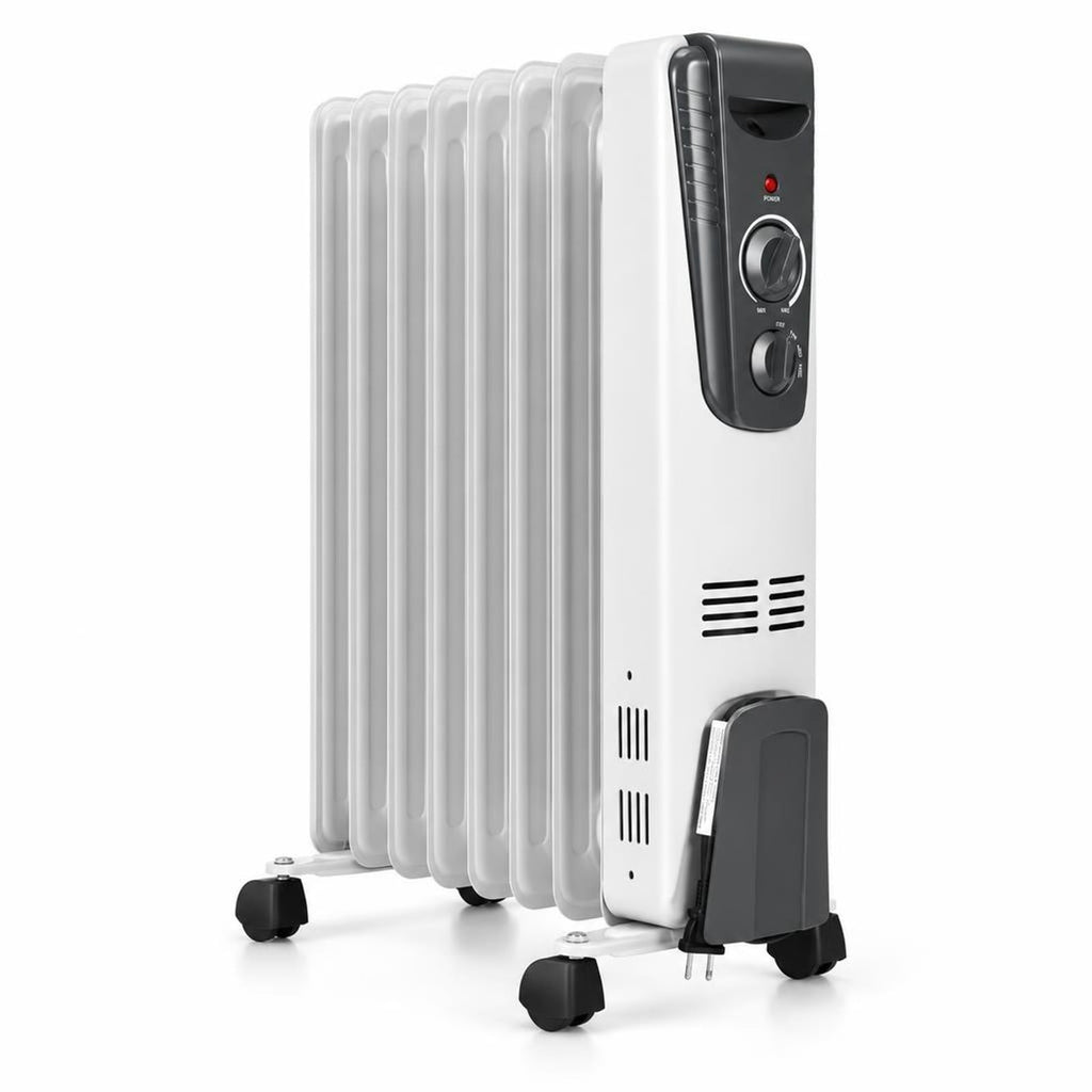 Airfind 1500W Electric Space Heater with Adjustable Thermostat, White, Size 14in x 6in x 23in (L x W x H), Fins width 6in