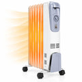Airfind 1500W Oil Filled Radiator Heater with Thermostat and 4 Wheels for Living Room and Office, Steel Frame for Everyday Use, White