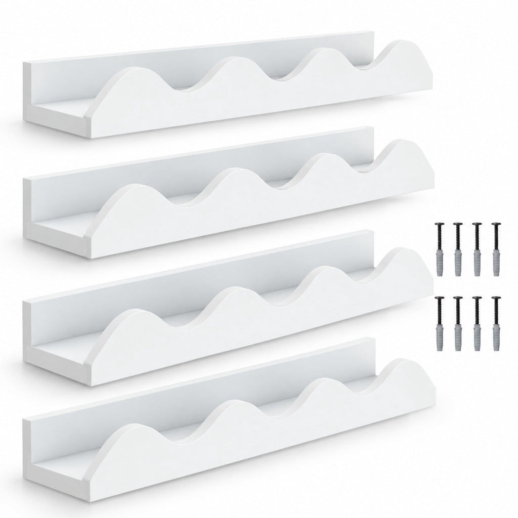 Airfind 16 Inch Kids Bookshelf Set of 4 Floating Nursery Book Shelves for Decoration Book Toy Storage, 11 lbs Capacity, Fir Wood Frame, White