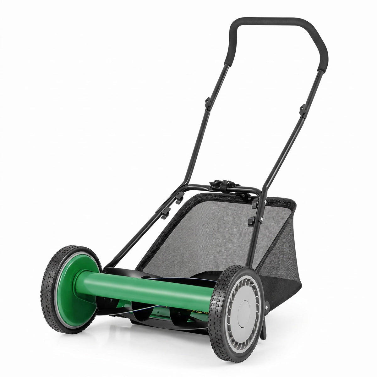 Airfind 16 Inch Push Lawn Mower with 5 Steel Blades and Grass Catcher Bag, Manganese Steel Metal PVC PP Frame, Green