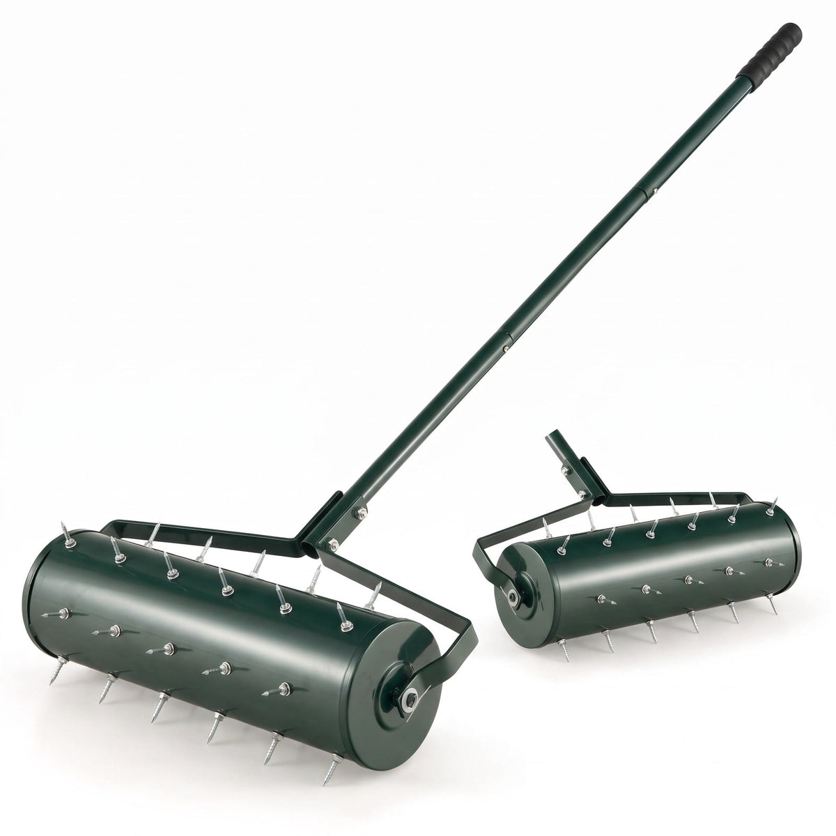 Airfind 18/21 Inch Manual Lawn Aerator with Detachable Handle Filled with Sand or Stone-21 inches, Galvanized Steel Metal PP Frame, Green