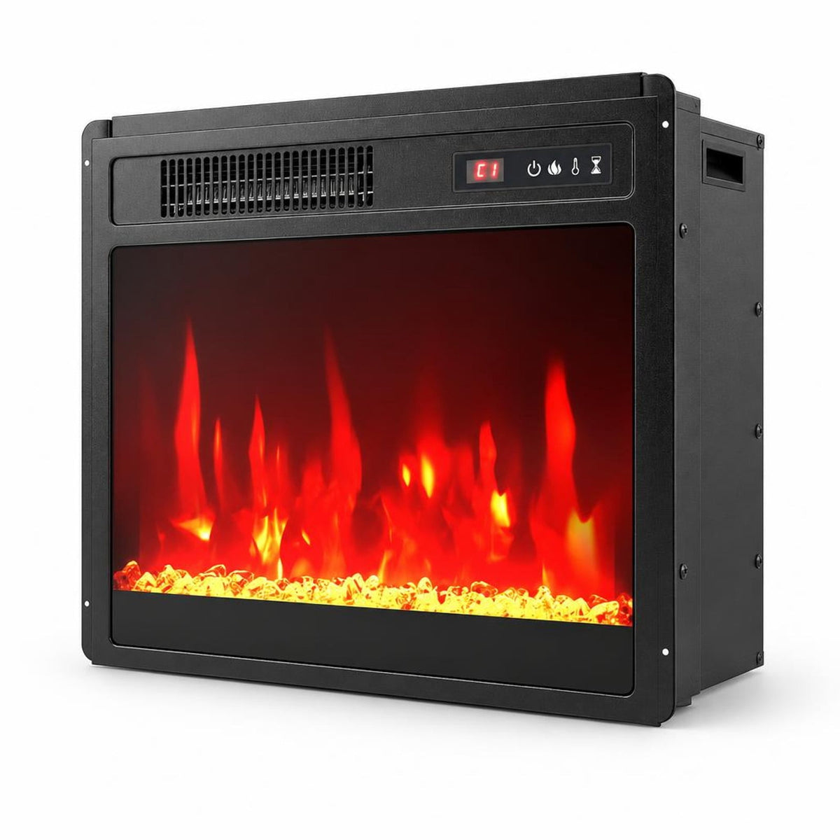 Airfind 18 Inch Electric Fireplace Insert Fireplace Heater with Overheat Protection, Metal Tempered Glass Frame, Black