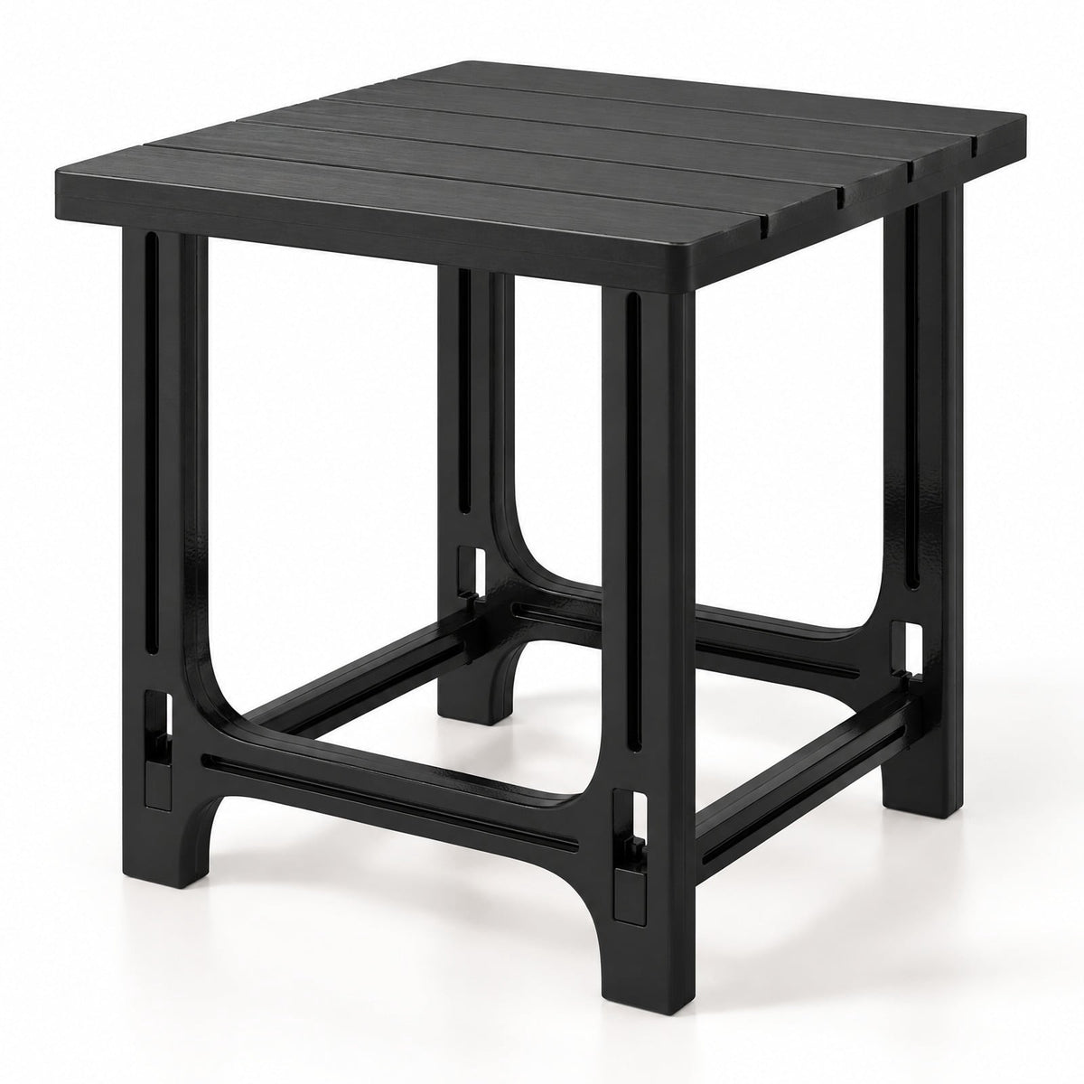 Airfind 18 Inch Outdoor Adirondack Side Table with Slatted Surface, 315 lbs Capacity, HDPE Frame, 18.5 x 18.5 x 18.5 Footprint, Black