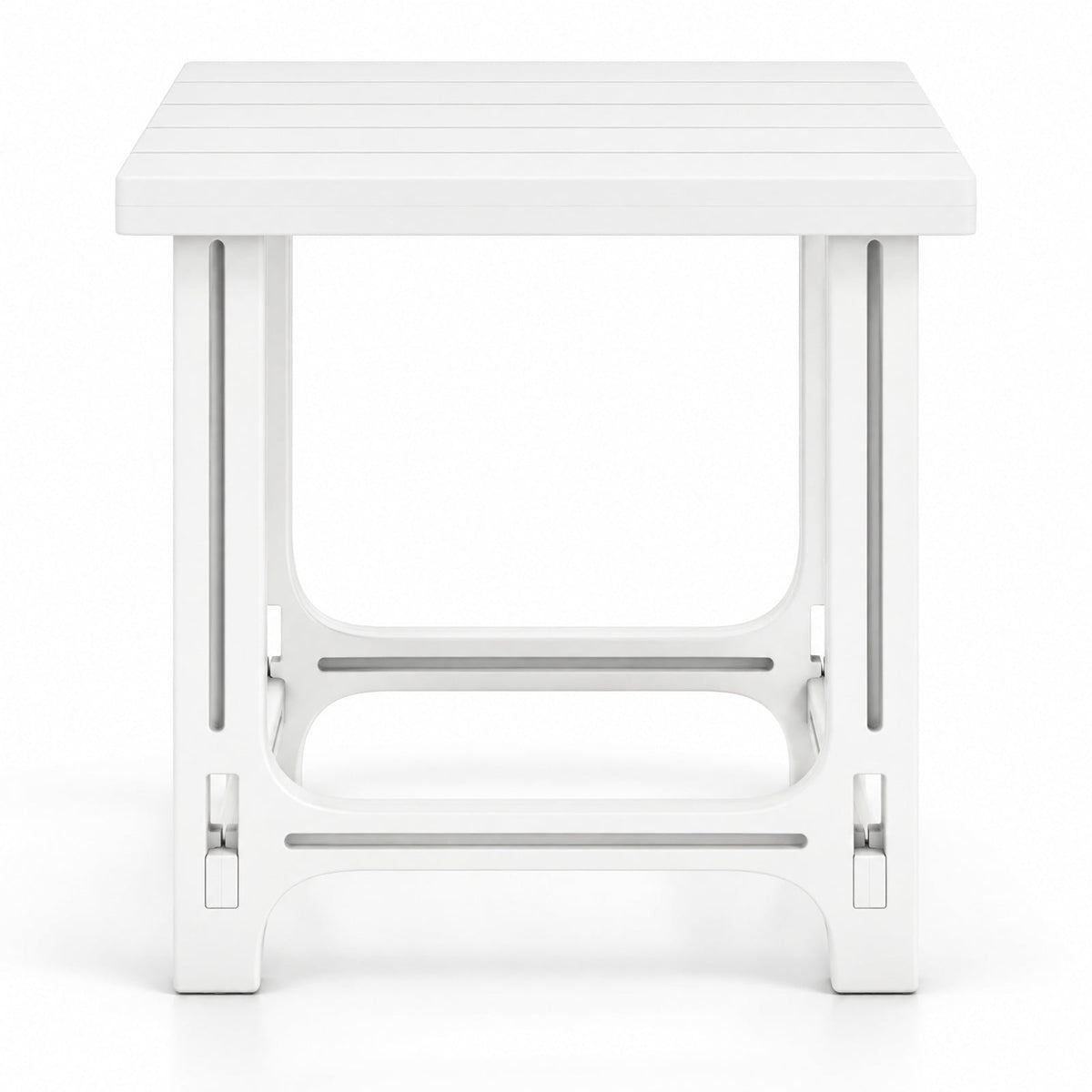 Airfind 18 Inch Outdoor Adirondack Side Table with Slatted Surface, 315 lbs Capacity, HDPE Frame, 18.5 x 18.5 x 18.5 Footprint, White
