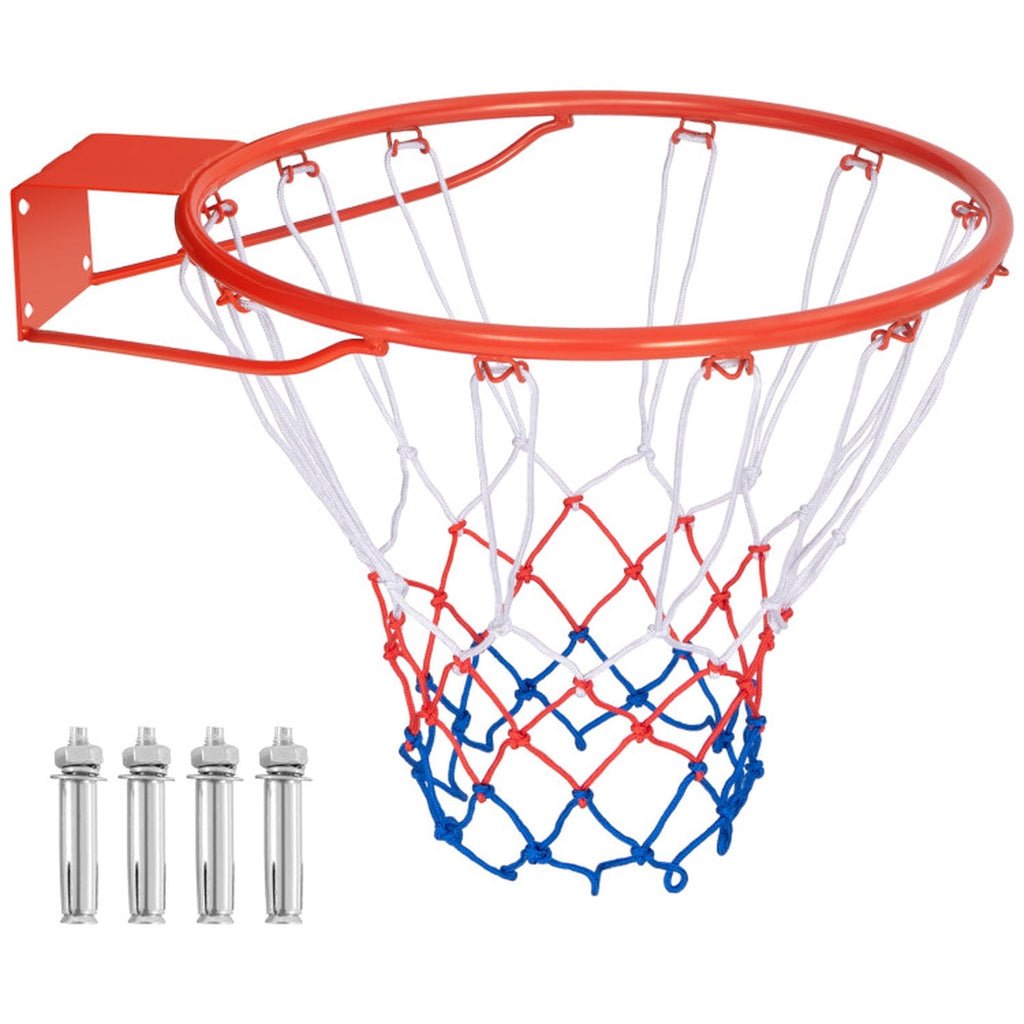 Airfind 18 Inch Replacement Basketball Rim with All-Weather Net and Powder-Coated Metal Frame for Backboard Hoop Repair and Outdoor Basketball Goal Restoration, Black and Orange