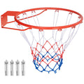 Airfind 18 Inch Replacement Basketball Rim with All-Weather Net and Powder-Coated Metal Frame for Backboard Hoop Repair and Outdoor Basketball Goal Restoration, Black and Orange