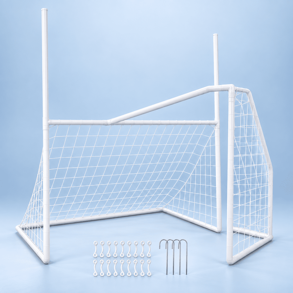 Airfind 2 in 1 Soccer Goal All Weather Football Training Equipment Portable Backyard Net with Ground Stakes for Park School Team Practice, 5.5 x 7 ft, White
