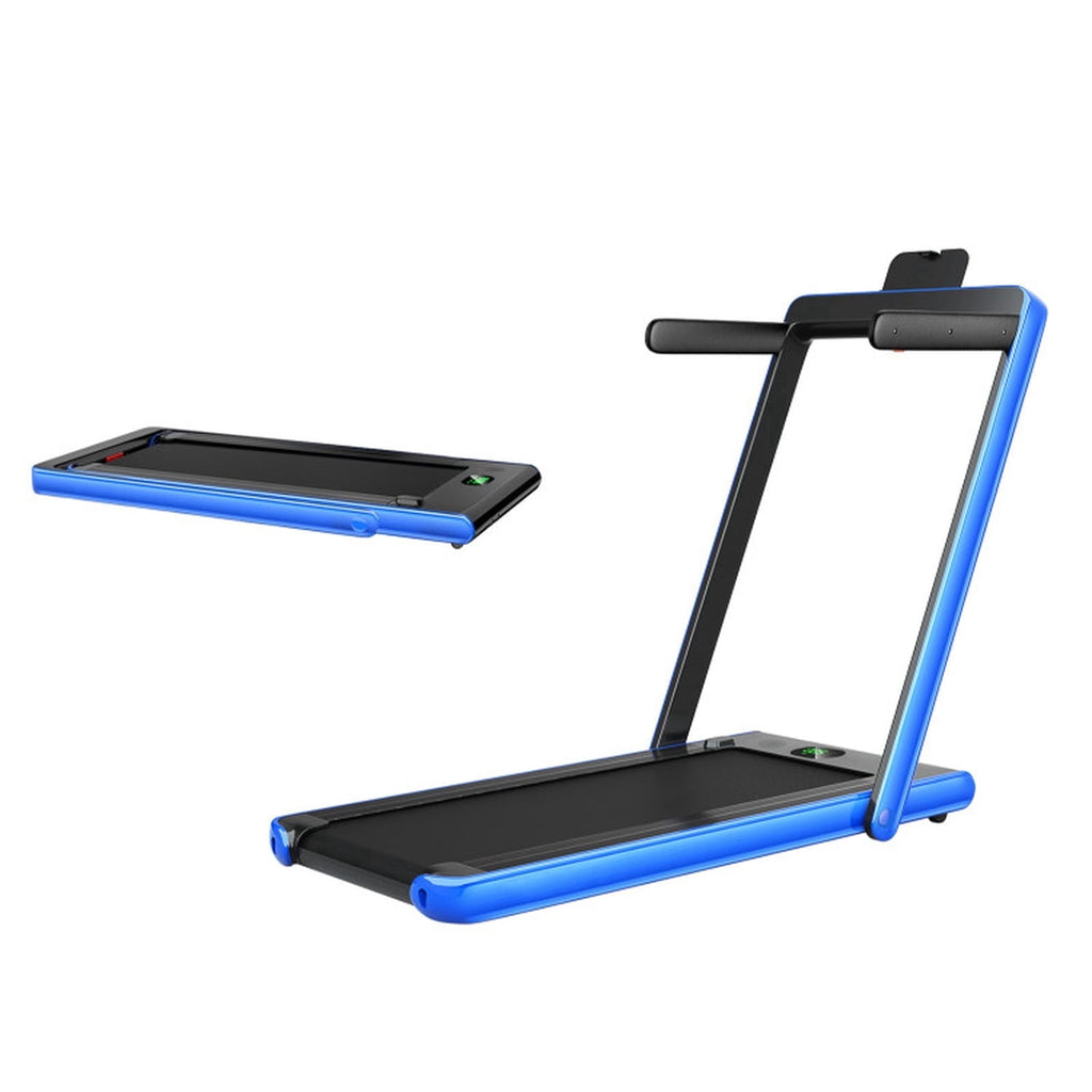 Airfind 2.25 HP 2-in-1 Walk-to-Run Folding Treadmill with App Sync and Audio Console Walking Treadmill for Home Supports 265 lbs, Navy