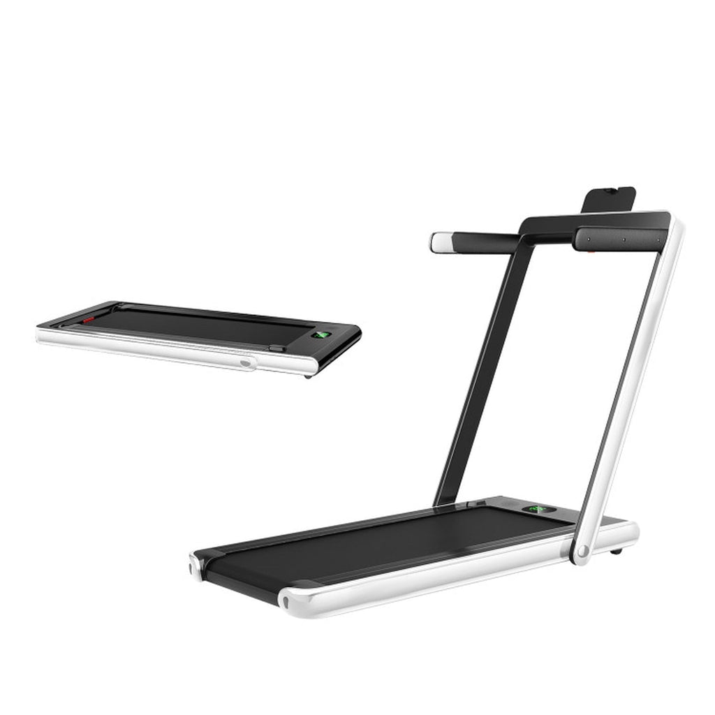 Airfind 2.25 HP 2-in-1 Walk-to-Run Folding Treadmill with App Sync and Audio Console Walking Treadmill for Home Supports 265 lbs, White