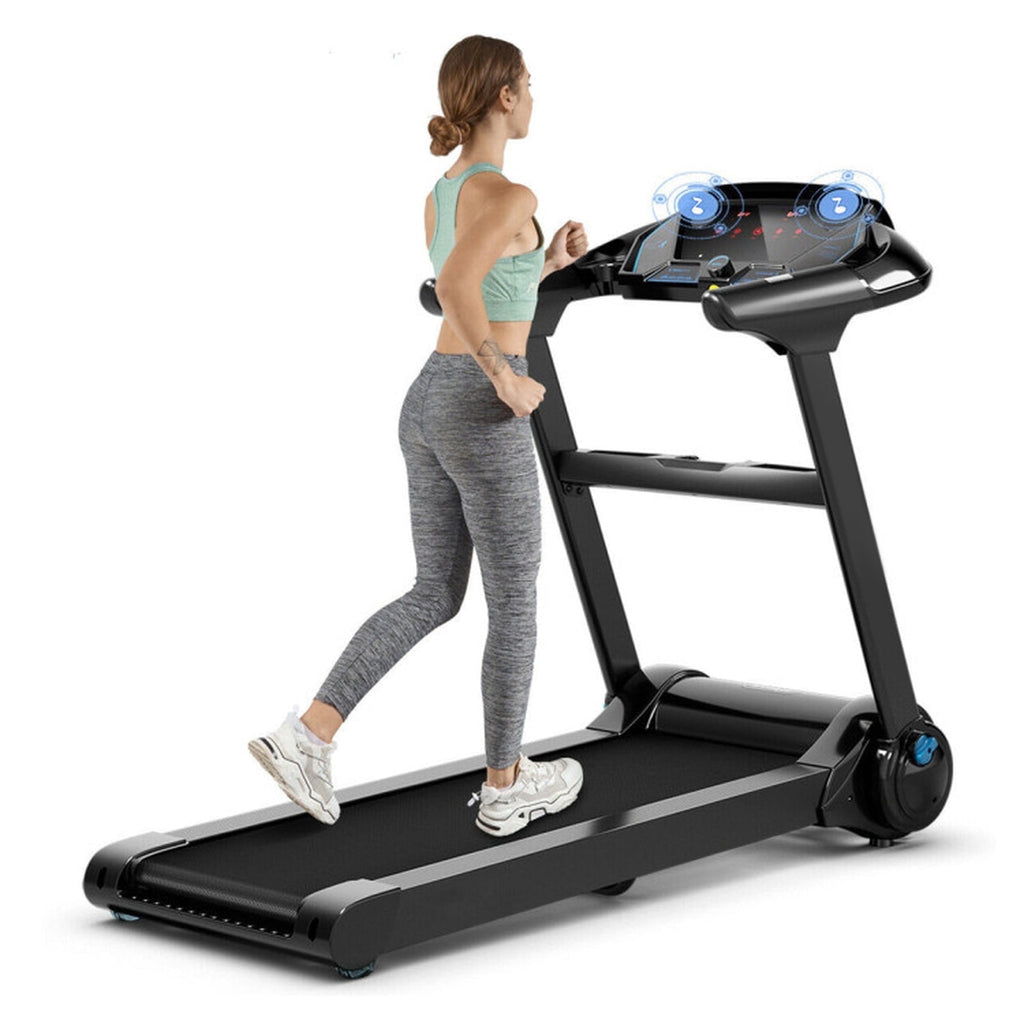 Airfind 2.25 HP Folding Treadmill with Audio Console Walking Treadmill for Home with Cushioned Deck and Transport Wheels Supports 265 lbs, Black