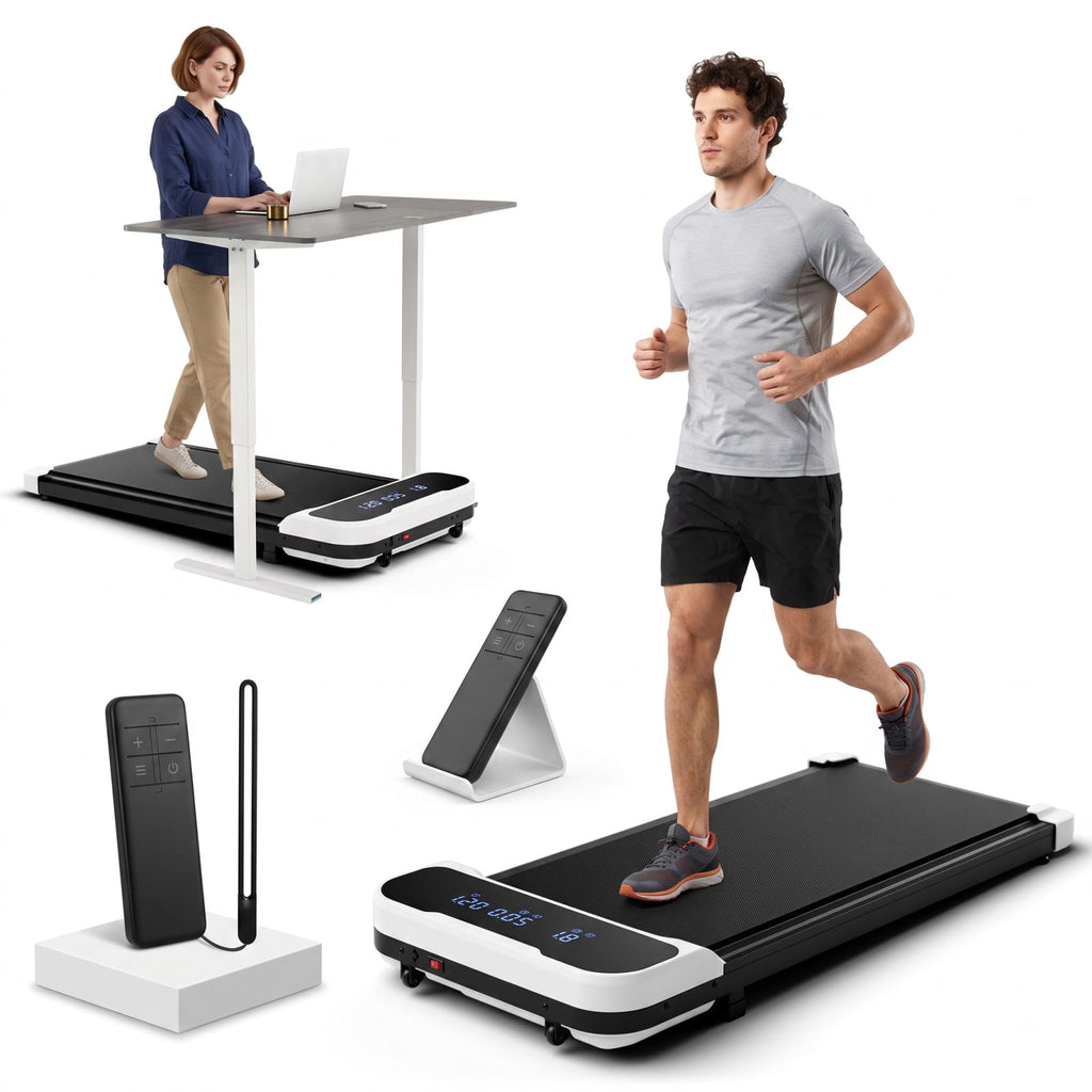 Airfind 2.5 HP Under Desk Treadmill with Remote Control and 3 Countdown Modes for Home Office Walking Pad Jogging, White