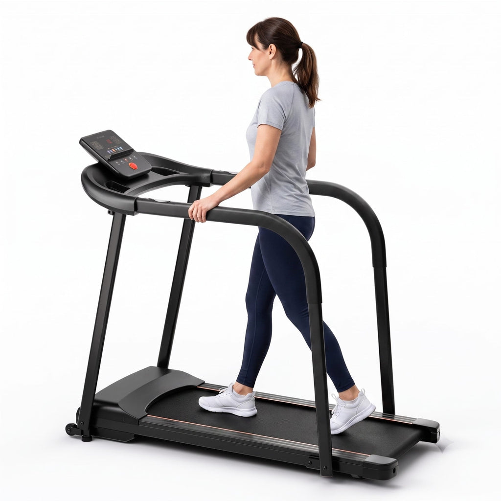 Airfind 2.5 HP Walking Treadmill with Long Handrails and 15 Preset Programs for Seniors Home Gym Low Impact Cardio, Black