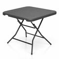 Airfind 2.6FT Foldable Dining Table with Wood Grain HDPE Tabletop and Non-slip Foot Pads, 110 lbs Capacity, HDPE Metal Frame, Black
