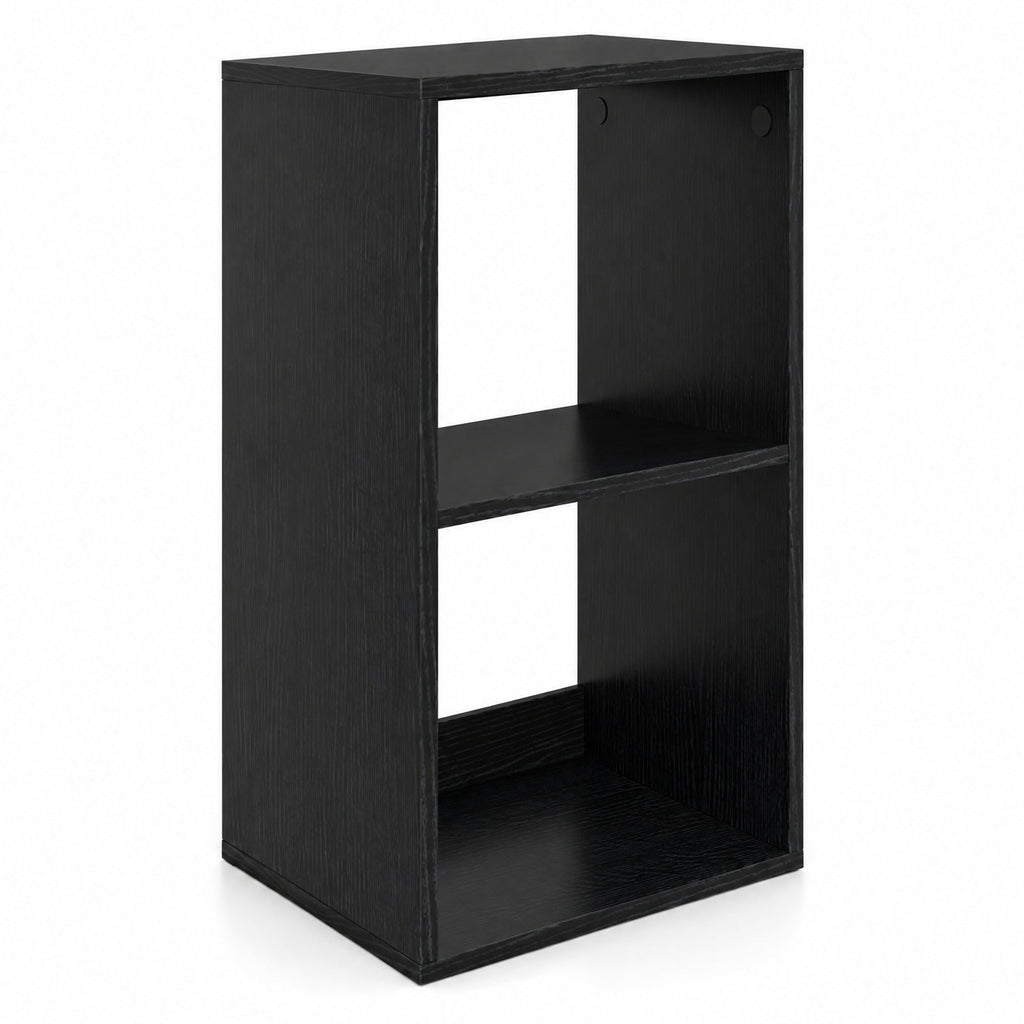 Airfind 2 Cube Bookshelf with Back Guardrail for Living Room Bedroom, Engineered Wood Frame, 14 Inch x 13 Inch x 27.5 Inch Depth of Bottom Shelf 12 Inch Footprint