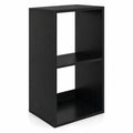 Airfind 2 Cube Bookshelf with Back Guardrail for Living Room Bedroom, Engineered Wood Frame, 14 Inch x 13 Inch x 27.5 Inch Depth of Bottom Shelf 12 Inch Footprint