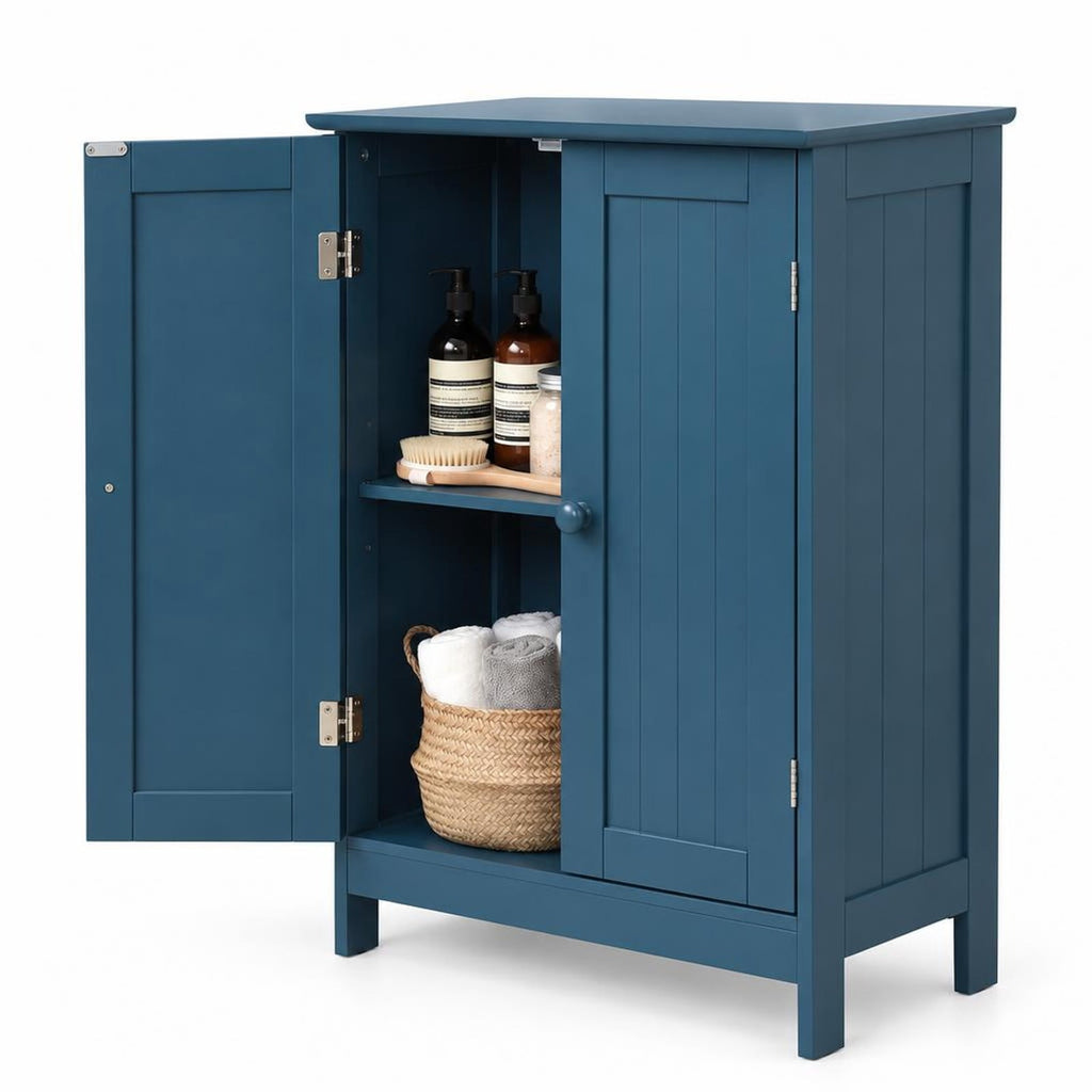 Airfind 2-Door Freestanding Wooden Bathroom Cabinet with Adjustable Shelf, 22 lbs Capacity, MDF Frame, 24in x 14in x 34.5in Footprint, Green