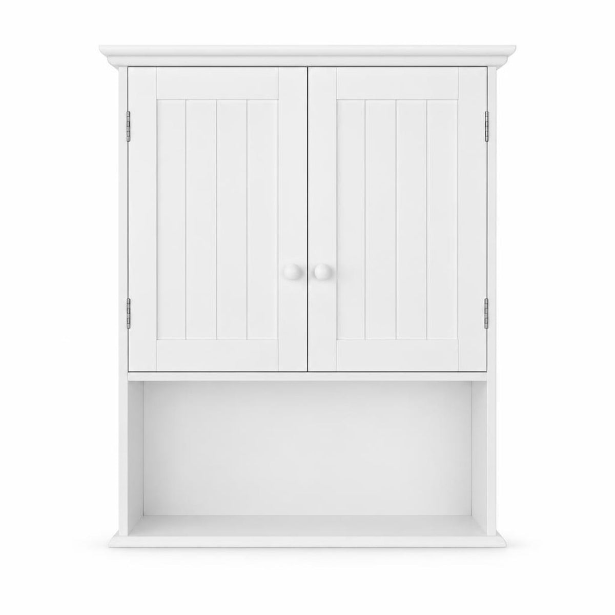 Airfind 2-Door Wall Mount Bathroom Storage Cabinet with Open Shelf, MDF Metal Frame, White, Overall dimension 23.5in x 8in x 28in(L x W