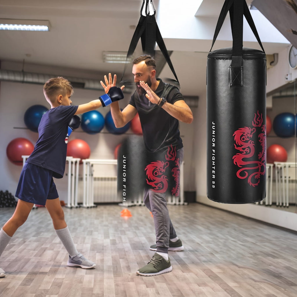 Airfind 2 Foot Kids Hanging Punching Bag Boxing Set with Gloves Skipping Rope and Rucksack for Junior Home Training, Black