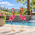 Airfind 2-Piece Flamingo Garden Statue Set, Metal Frame, 7.9 x 10.6 x 35 Footprint, 2 standing lawn sculptures in total