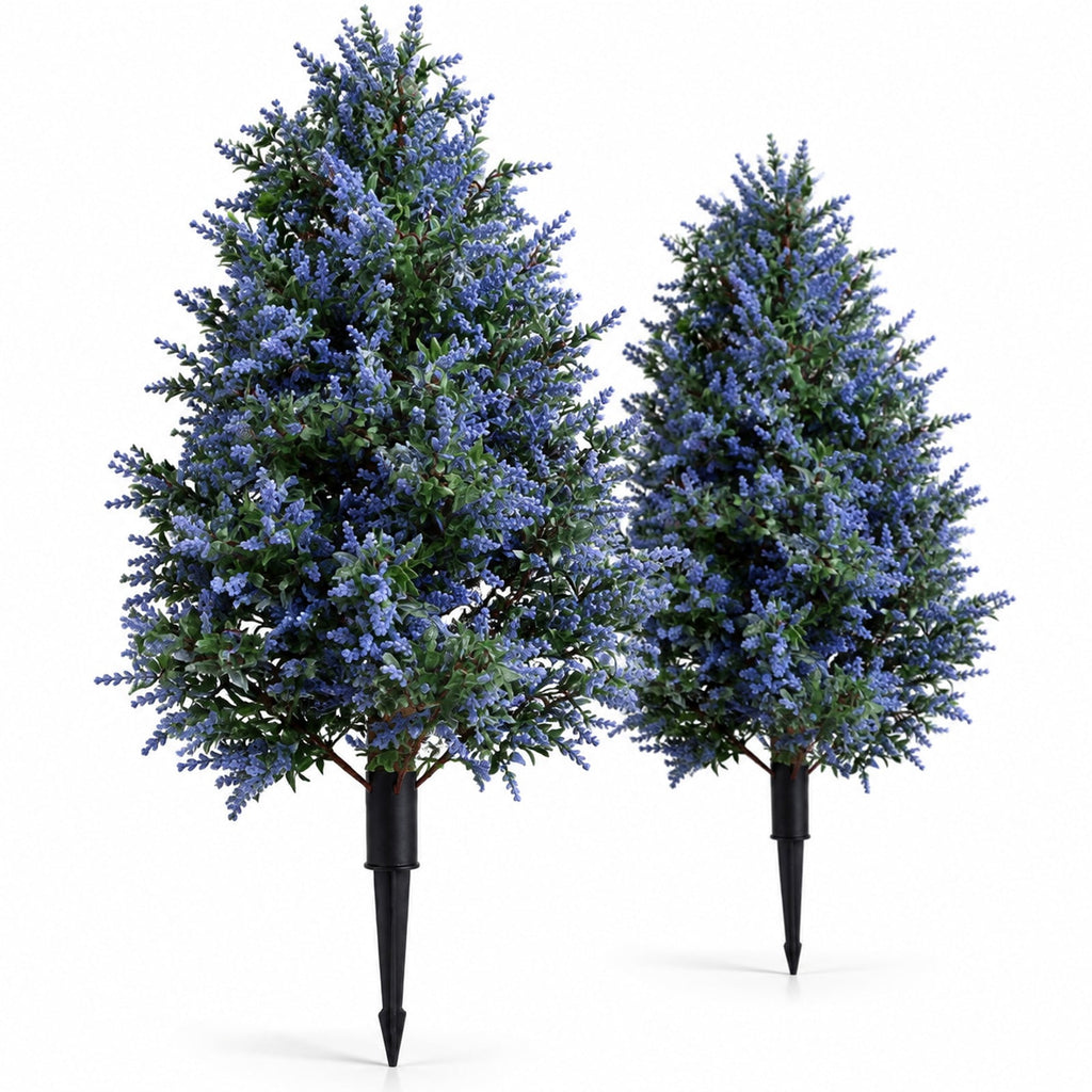 Airfind 2 Pack 3.3 ft Artificial Lavender Topiary Trees with Ground Spikes for Indoor Outdoor, PP PE Frame, Lavender