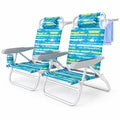 Airfind 2 Pack Folding Beach Chair with Adjustable Positions and Head Pillow, Metal Oxford Fabric Aluminum Frame, Green