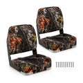 Airfind 2 Pack Folding Low Back Boat Seats with Cushioned PVC Leather and Aluminum Hinges for Fishing Boats and Marine Cabin Seating, Camouflage