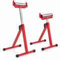 Airfind 2-Pack Folding Roller Stands Portable Outfeed Supports with Adjustable Height, 250 lbs Capacity, Metal ABS PE PP Frame, Red