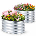 Airfind 2 Pack Galvanized Raised Garden Bed Kit with Open-Ended Base, Galvanized Metal PVC Frame, 24 x 24 x 12 Footprint, Silver