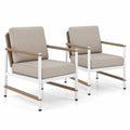 Airfind 2 Packs Patio Aluminum Sofa with Wicker Backrest and Armrests, 310 lbs Capacity, Aluminum Polyester PE Sponge Frame, Grey