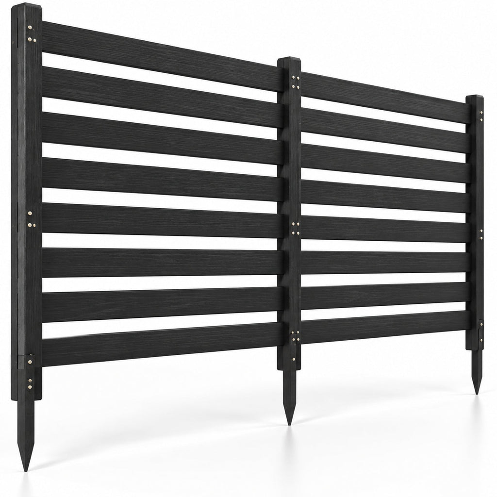 Airfind 2-Panel Wooden Outdoor Privacy Fence with Ground Stakes, Fir Wood Frame, Black, Product Dimensions of Each Screen 38.5 Inch