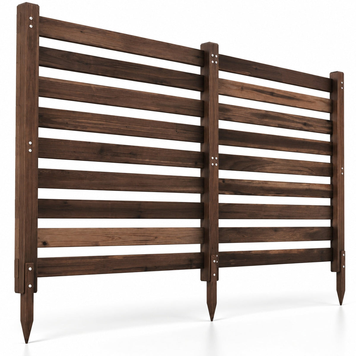 Airfind 2-Panel Wooden Outdoor Privacy Fence with Ground Stakes, Fir Wood Frame, Brown, Product Dimensions of Each Screen 38.5 Inch