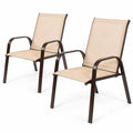 Airfind 2 Pcs Patio Chairs Outdoor Dining Chair with Armrest, 440 lbs Capacity, Steel fabric Frame, Beige