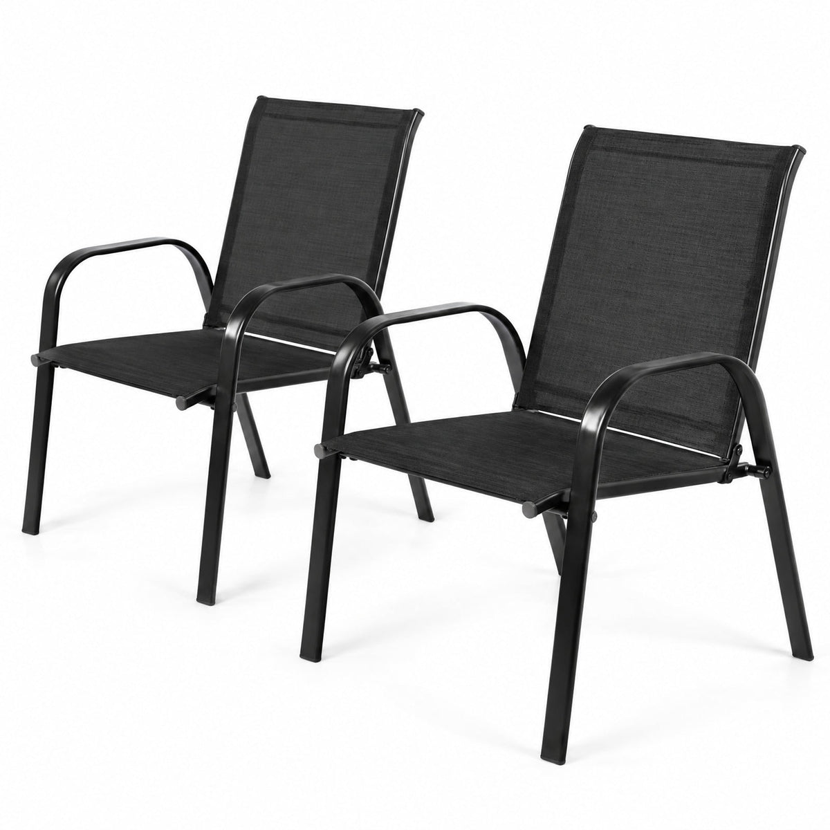 Airfind 2 Pcs Patio Outdoor Dining Chair with Armrest, 440 lbs Capacity, Steel fabric Frame, Black, Suitable for patio pool garden and balcony etc