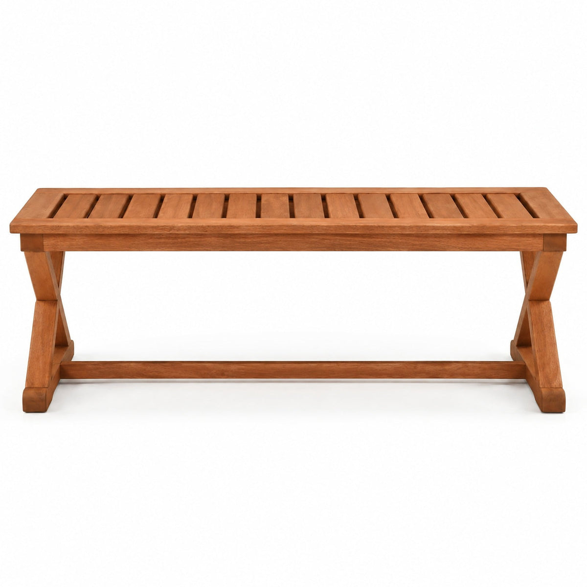 Airfind 2-Person 44 Solid Wood Outdoor Bench with Slatted Seat for Patio Park Balcony-1 Piece, 44 x 16.5 x 17Weight Footprint, Wood