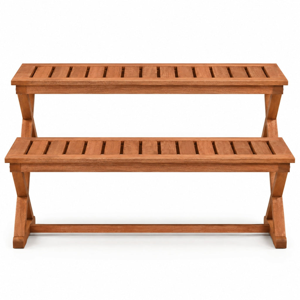Airfind 2-Person 44 Solid Wood Outdoor Bench with Slatted Seat for Patio Park Balcony-2 Piece, 44 x 16.5 x 17Weight Footprint, Wood