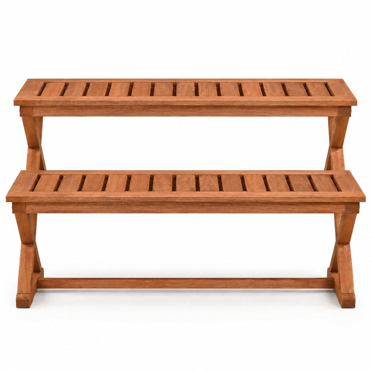 Airfind 2-Person 44 Solid Wood Outdoor Bench with Slatted Seat for Patio Park Balcony-2 Piece, 44 x 16.5 x 17Weight Footprint, Wood