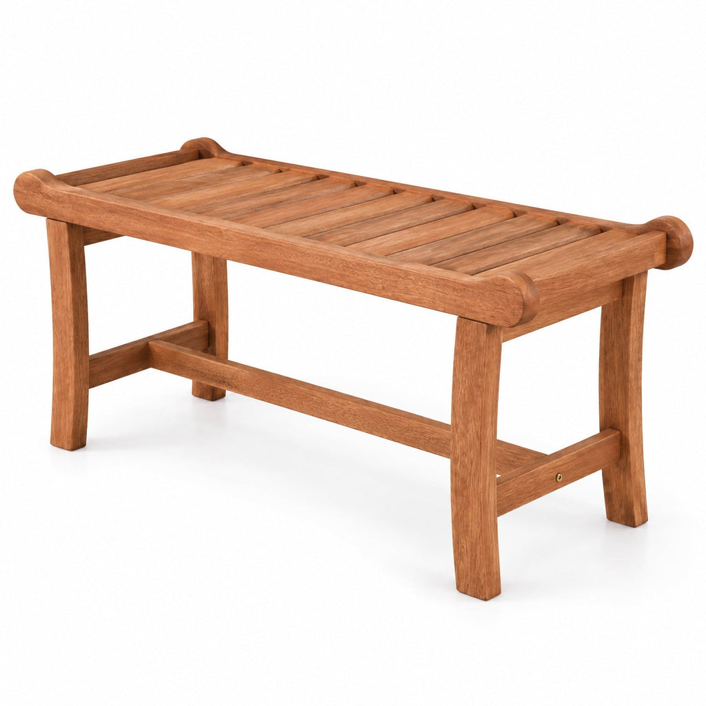 Airfind 2-Person Outdoor Wood Bench with Slatted Seat and Raised Edges-1 Piece, 530 lbs Capacity, Mixed Hardwood Frame, 41.5 x 16 x 18 Footprint